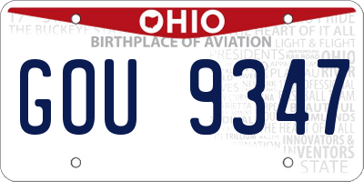 OH license plate GOU9347