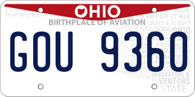 OH license plate GOU9360