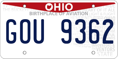OH license plate GOU9362