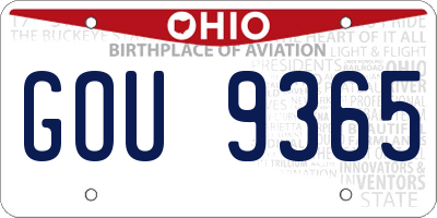 OH license plate GOU9365