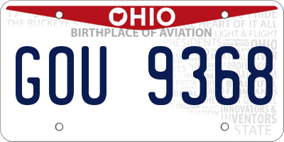 OH license plate GOU9368