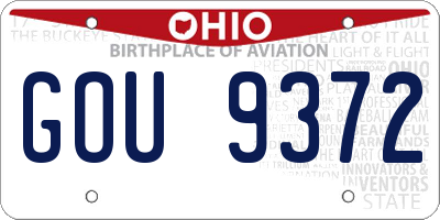 OH license plate GOU9372