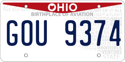 OH license plate GOU9374