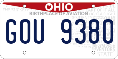 OH license plate GOU9380