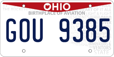 OH license plate GOU9385