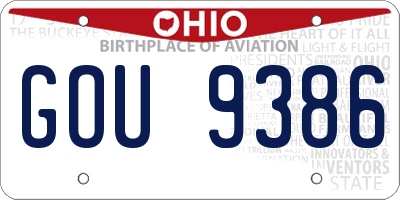OH license plate GOU9386