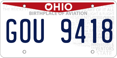 OH license plate GOU9418