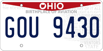 OH license plate GOU9430