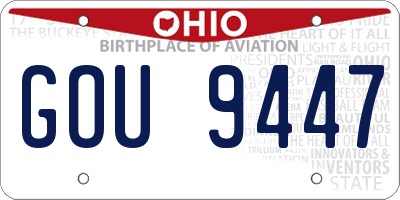 OH license plate GOU9447