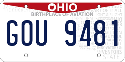 OH license plate GOU9481