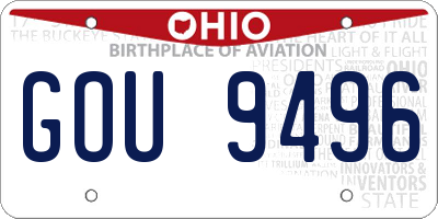 OH license plate GOU9496