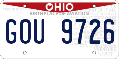 OH license plate GOU9726