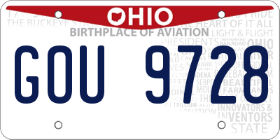 OH license plate GOU9728