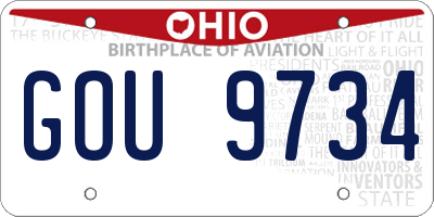 OH license plate GOU9734