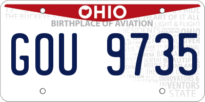OH license plate GOU9735