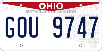 OH license plate GOU9747