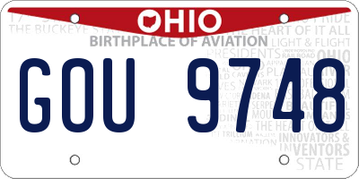 OH license plate GOU9748