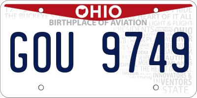OH license plate GOU9749