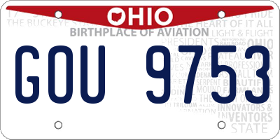 OH license plate GOU9753