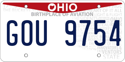 OH license plate GOU9754