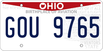 OH license plate GOU9765