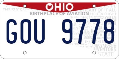 OH license plate GOU9778