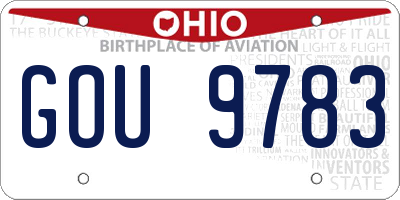 OH license plate GOU9783
