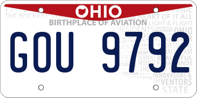 OH license plate GOU9792