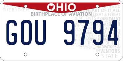 OH license plate GOU9794