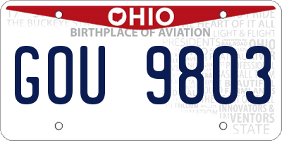 OH license plate GOU9803
