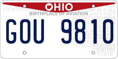 OH license plate GOU9810
