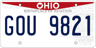 OH license plate GOU9821