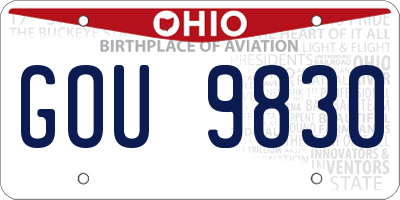 OH license plate GOU9830