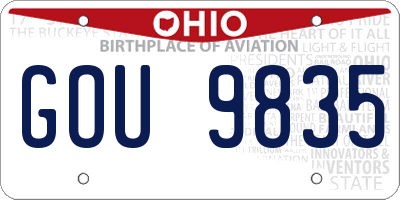 OH license plate GOU9835