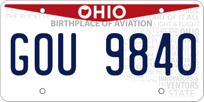OH license plate GOU9840