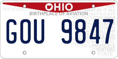 OH license plate GOU9847