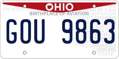 OH license plate GOU9863