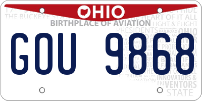 OH license plate GOU9868