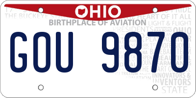 OH license plate GOU9870