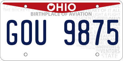 OH license plate GOU9875