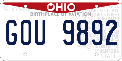 OH license plate GOU9892