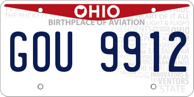 OH license plate GOU9912