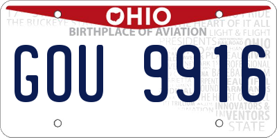 OH license plate GOU9916