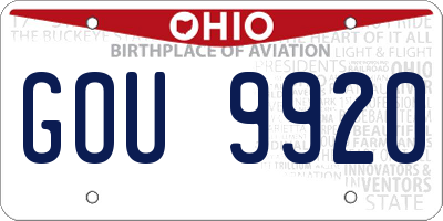 OH license plate GOU9920