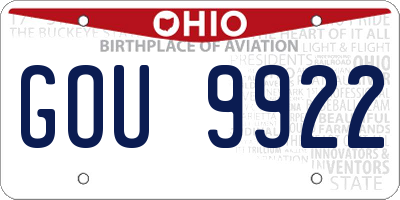 OH license plate GOU9922