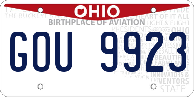 OH license plate GOU9923