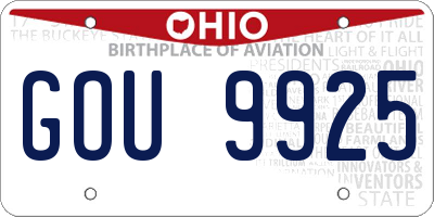 OH license plate GOU9925