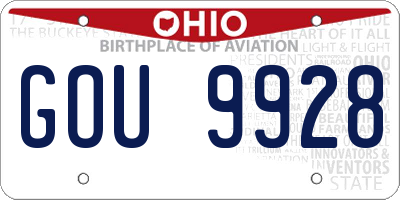 OH license plate GOU9928