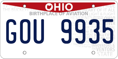 OH license plate GOU9935