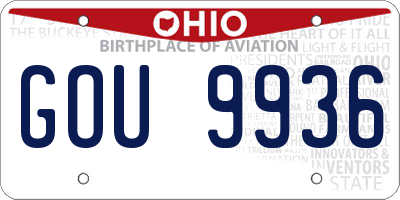 OH license plate GOU9936